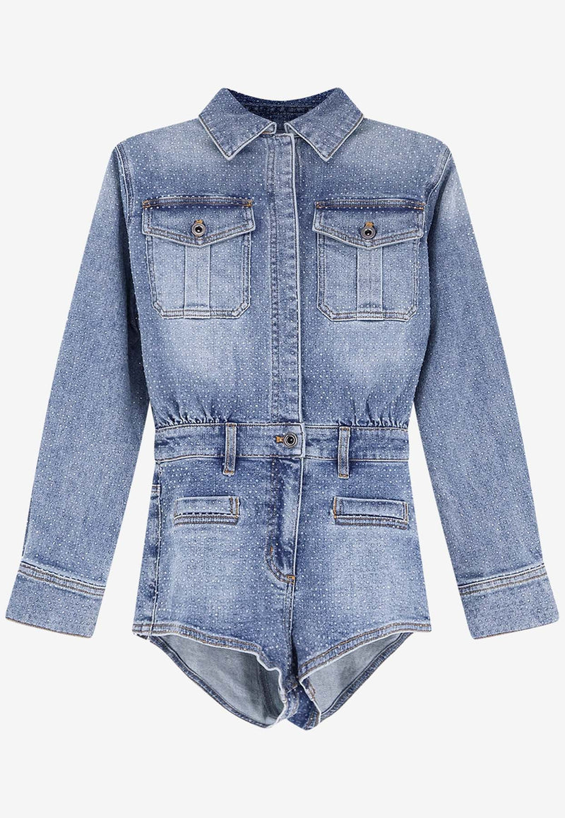 Self-Portrait Washed Denim Playsuit Blue RS26801JSABLBLUE_BLUE_42176870