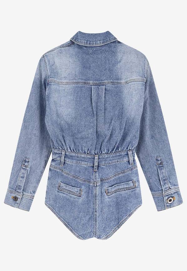 Self-Portrait Washed Denim Playsuit Blue RS26801JSABLBLUE_BLUE_42176870