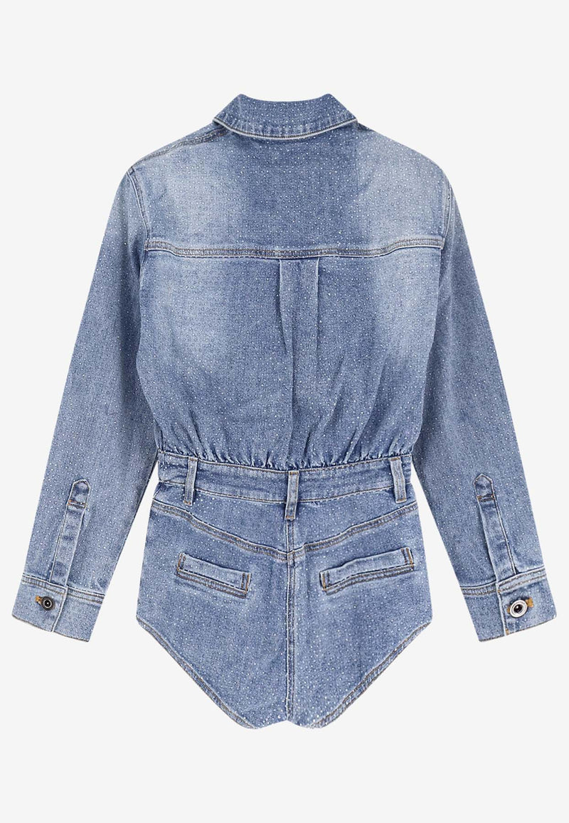 Self-Portrait Washed Denim Playsuit Blue RS26801JSABLBLUE_BLUE_42176870