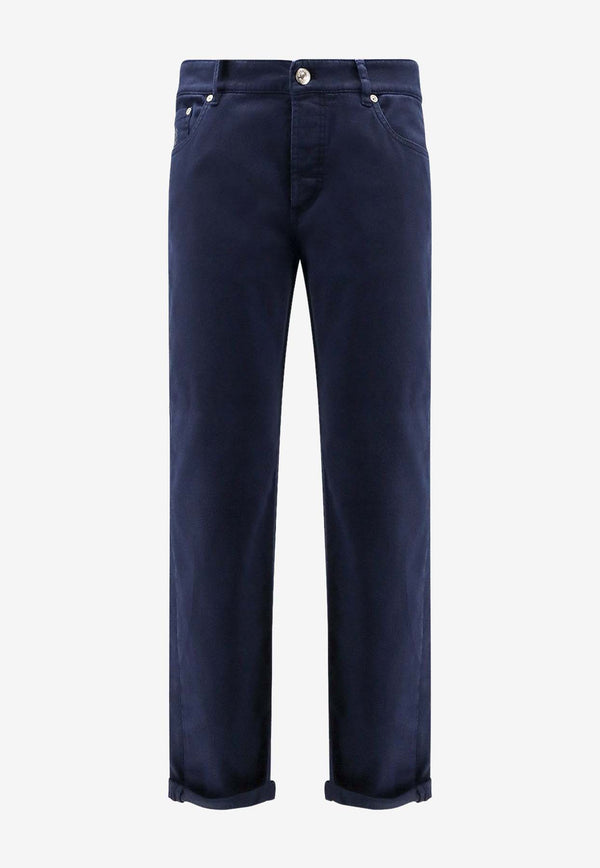 Brunello Cucinelli Logo Patch Straight-Leg Jeans Blue M277PD3210C7193_Blue_40000095
