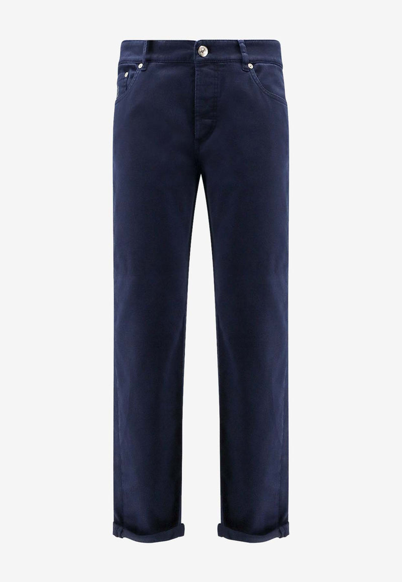 Brunello Cucinelli Logo Patch Straight-Leg Jeans Blue M277PD3210C7193_Blue_40000095