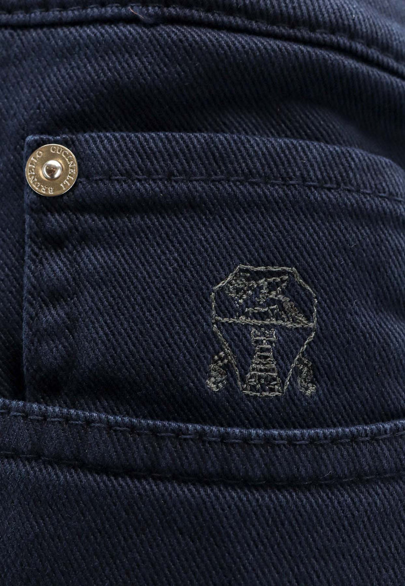 Brunello Cucinelli Logo Patch Straight-Leg Jeans Blue M277PD3210C7193_Blue_40000095