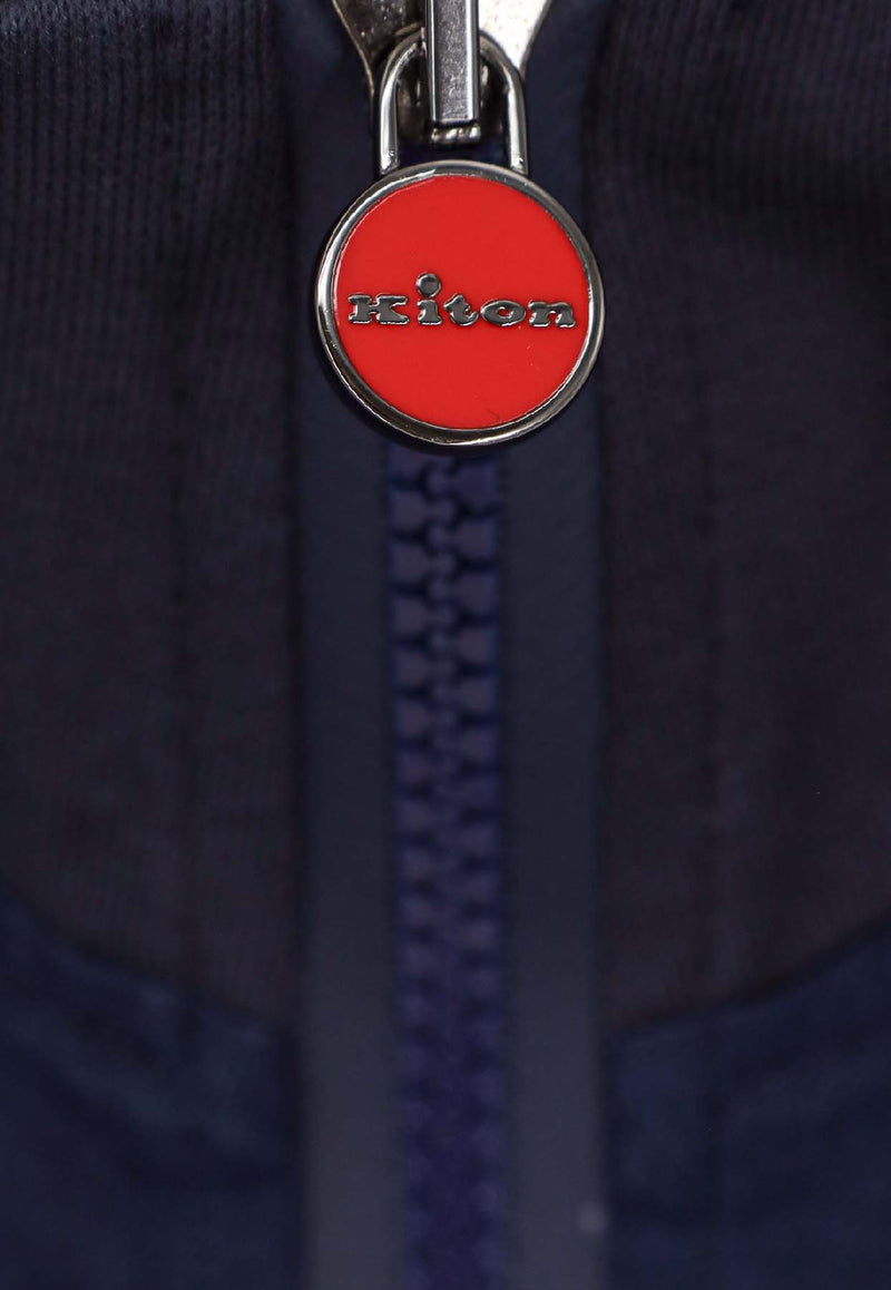 Kiton Ciro Paone Zip-Up Logo Sweatshirt Blue UMC032 H0969501BLUE_White_42176767