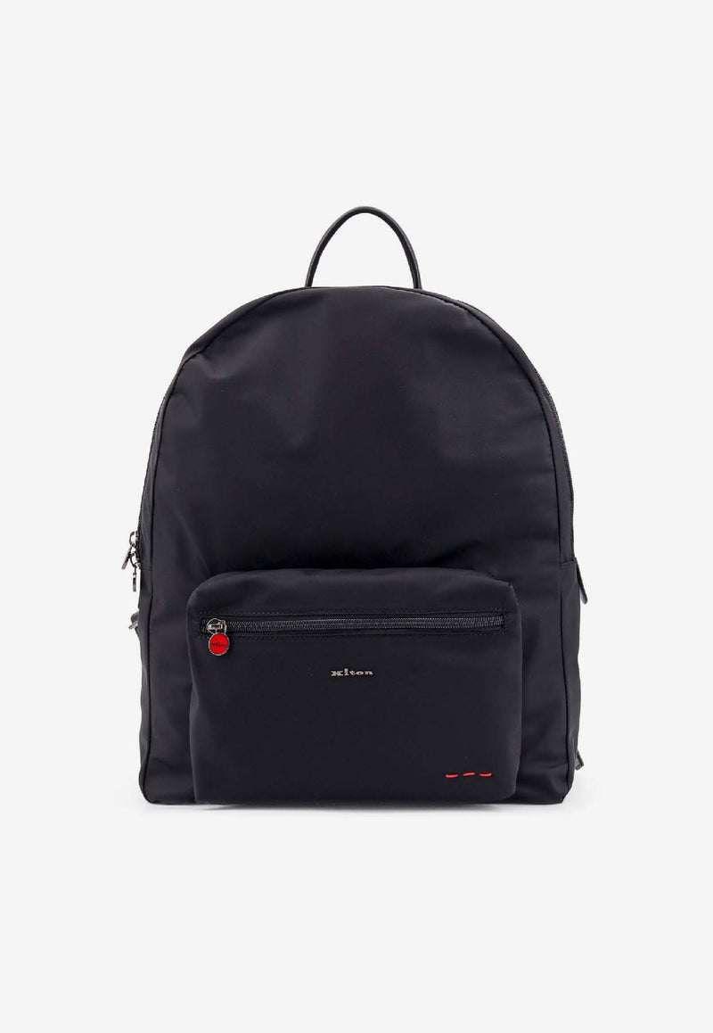 Kiton Ciro Paone Logo Lettering Nylon Backpack Black UBA0084N0127001BLACK_Black_42176768