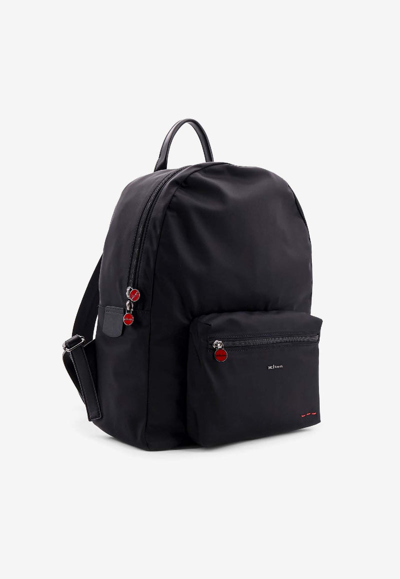 Kiton Ciro Paone Logo Lettering Nylon Backpack Black UBA0084N0127001BLACK_Black_42176768