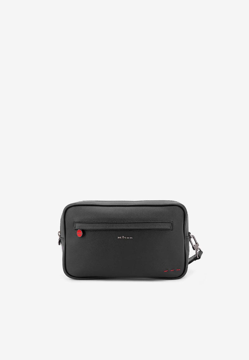 Kiton Ciro Paone Logo Stamp Pouch Bag Black UBA0011N0126901BLACK_Black_42176786