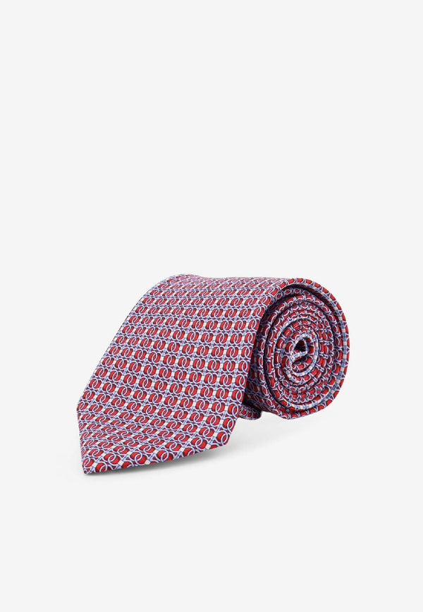 Ferragamo Gancini Jacquard Silk Tie Red 351317788966ROSSO_Red_40472264