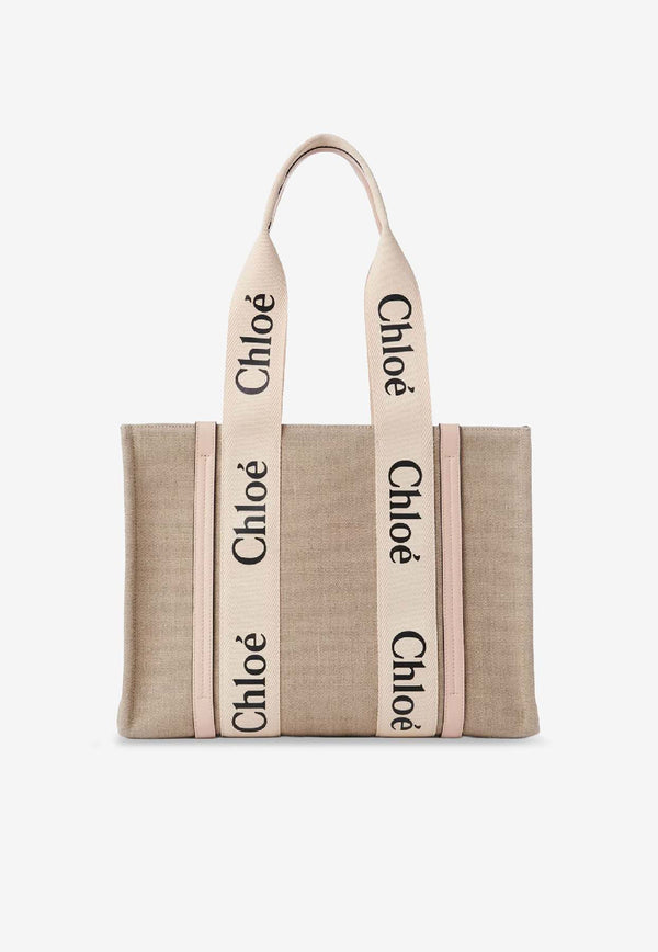 Chloé Medium Woody Tote Bag Beige CHC22AS383I266J5_Cement Pink_41114707