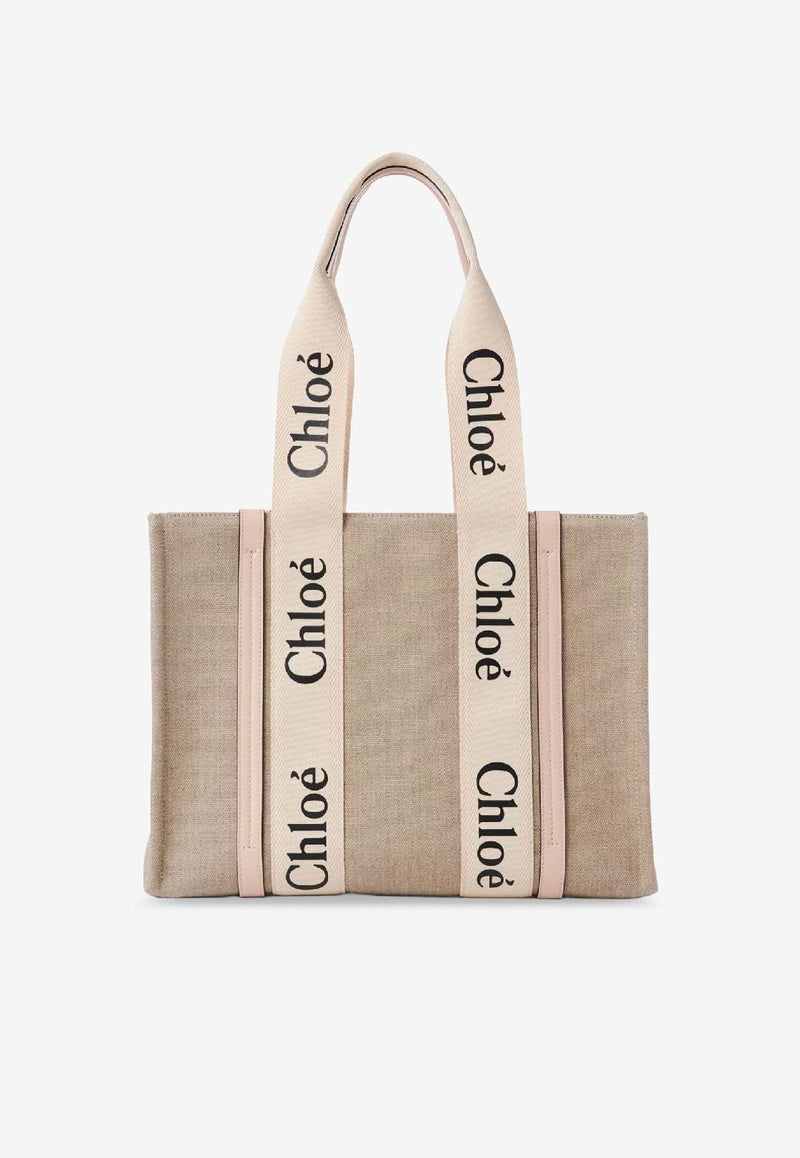 Chloé Medium Woody Tote Bag Beige CHC22AS383I266J5_Cement Pink_41114707