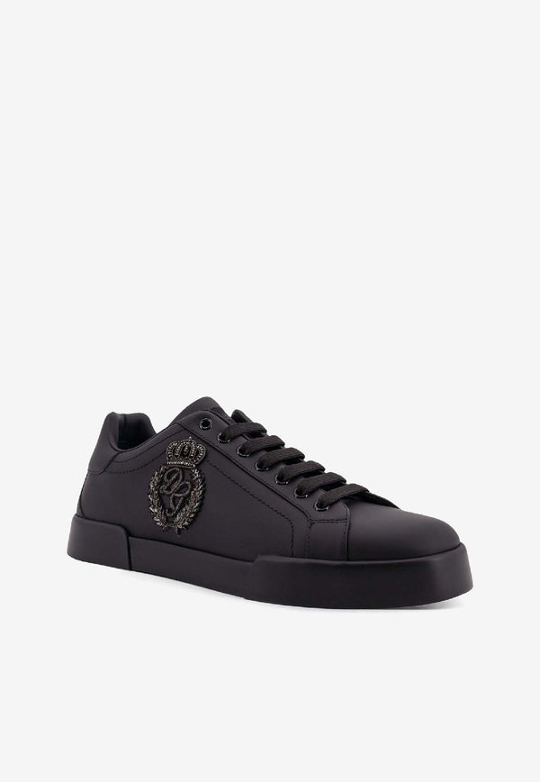 Dolce & Gabbana Portofino Leather Low-Top Sneakers Black CS2330A014180999_Black_40005222