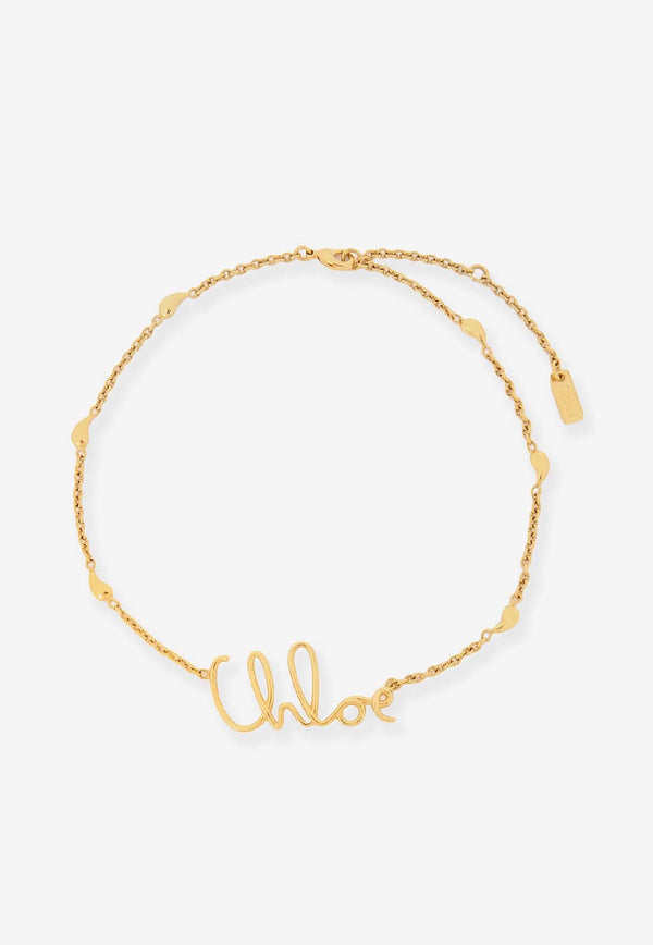 Chloé Logo-Lettering Pendant Necklace Gold CHC24AFO64CB79DC_Vintage Gold_41114613