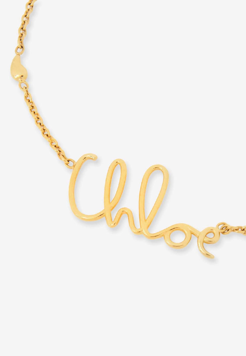 Chloé Logo-Lettering Pendant Necklace Gold CHC24AFO64CB79DC_Vintage Gold_41114613