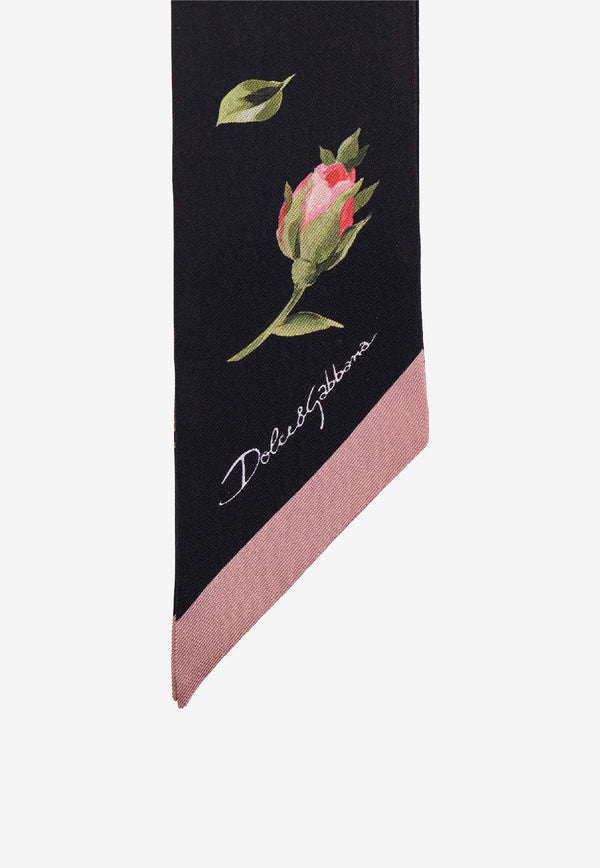 Dolce & Gabbana Floral Print Silk Scarf Black FS215AGDDPMHN5ZN_BOUQUETROSENERO_40005399