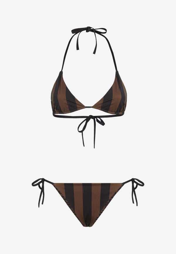 Fendi Striped Halterneck Bikini Brown FXBA28AT8GF13IZ_TABACCO MORO_41974894