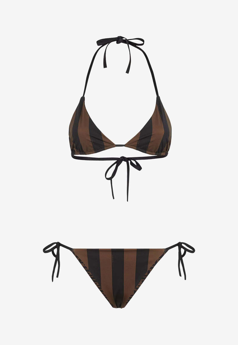 Fendi Striped Halterneck Bikini Brown FXBA28AT8GF13IZ_TABACCO MORO_41974894