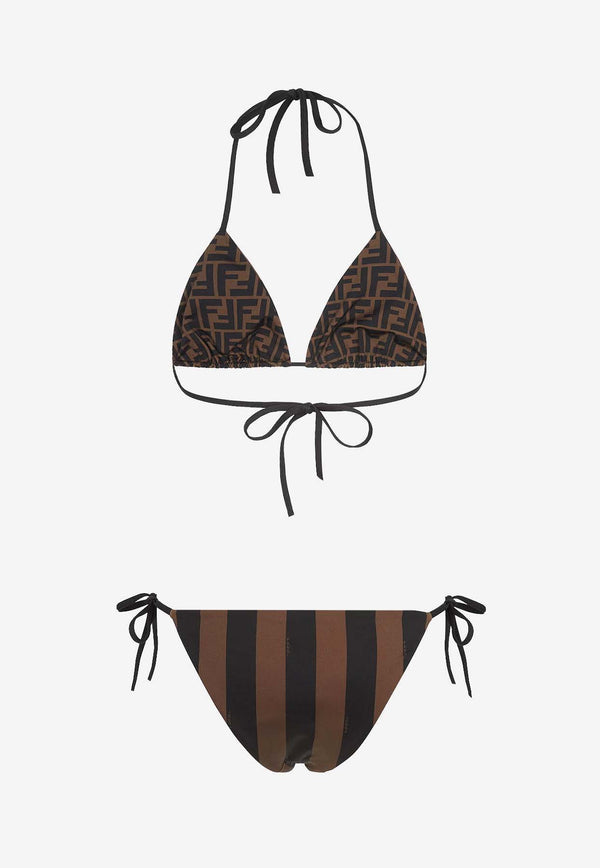 Fendi Striped Halterneck Bikini Brown FXBA28AT8GF13IZ_TABACCO MORO_41974894