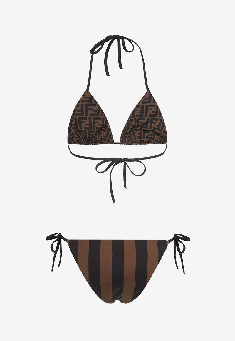 Fendi Striped Halterneck Bikini Brown FXBA28AT8GF13IZ_TABACCO MORO_41974894