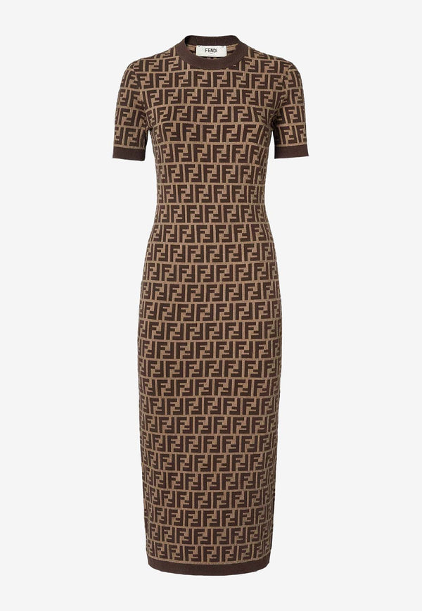 Fendi FF Jacquard Midi Dress Brown FZDD54ASJTF0GGE_Tobacco_41974892