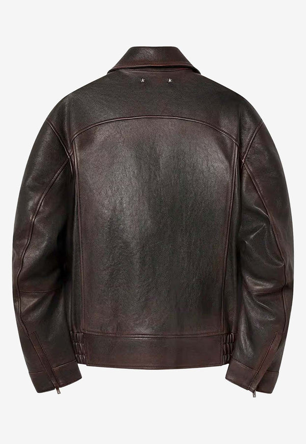 Golden Goose DB Vintage Leather Jacket Brown GMP02531P00230140249_PORT ROYALE_41114717