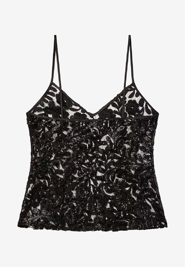 Golden Goose DB Sequined Tulle Cami Top Black GWP02661P00232090100_Black_41114762