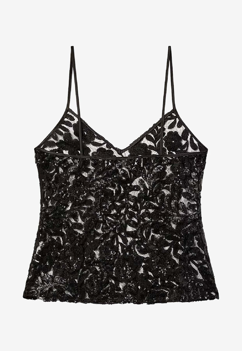 Golden Goose DB Sequined Tulle Cami Top Black GWP02661P00232090100_Black_41114762