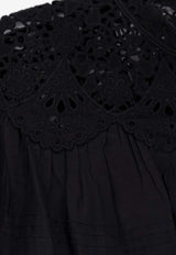 Isabel Marant Etoile Polly Lace-Trimmed Blouse Black HT0767FAD1J05E01BK_Black_41973234