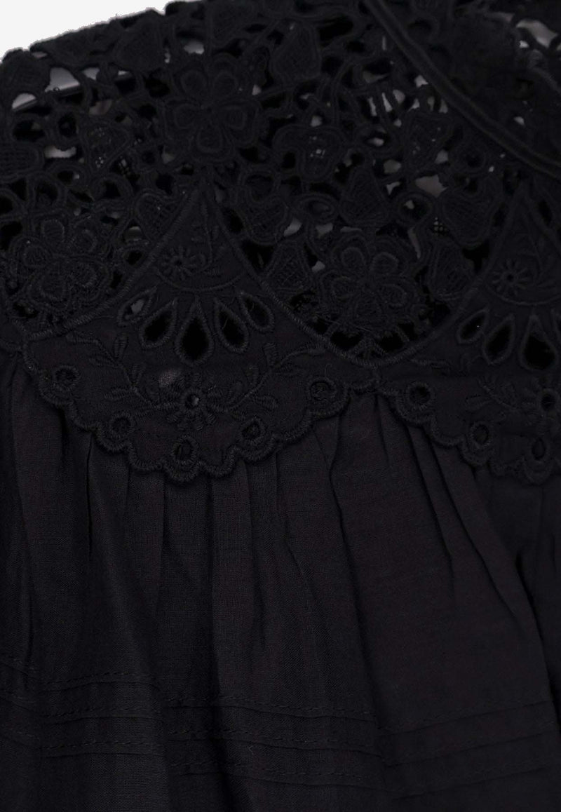 Isabel Marant Etoile Polly Lace-Trimmed Blouse Black HT0767FAD1J05E01BK_Black_41973234