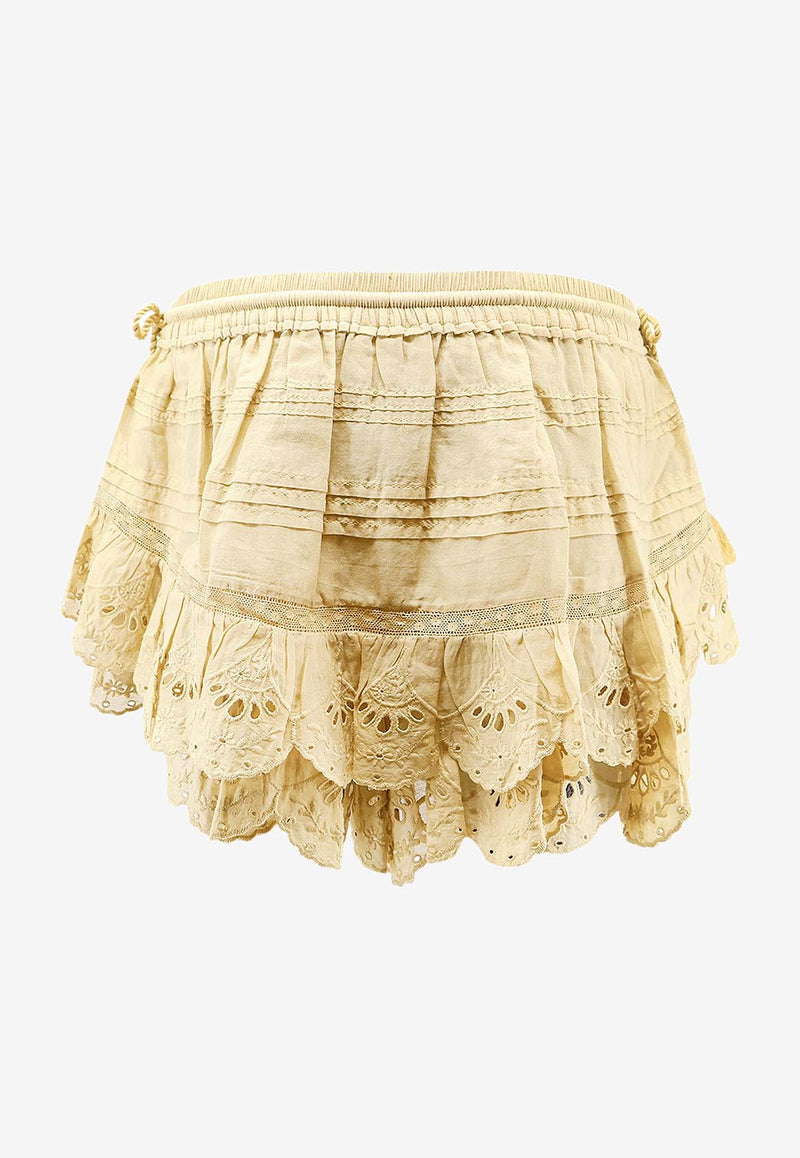 Isabel Marant Etoile Puria Ruffled Mini Shorts Yellow SH0255FAD1J05E10LC_Light Ochre_41973180