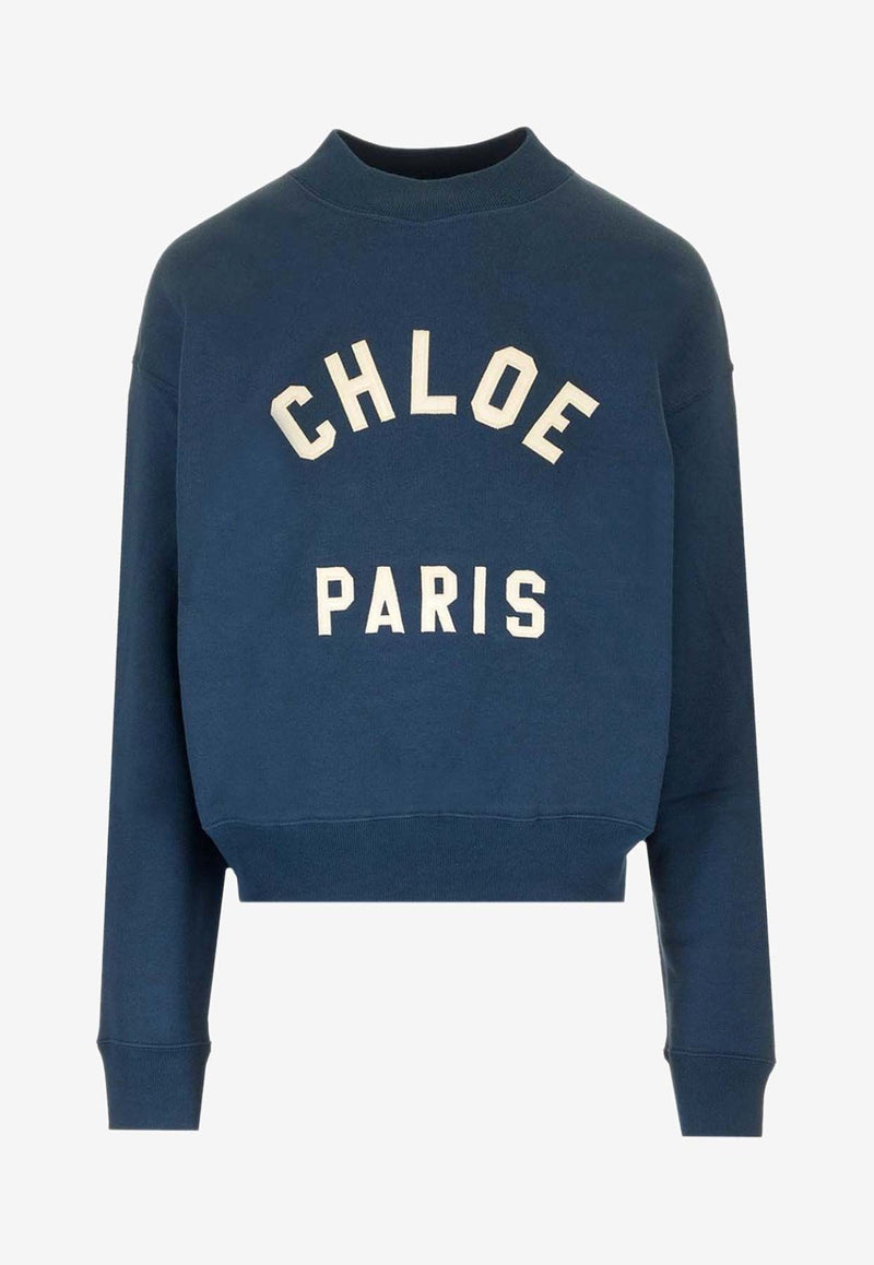 Chloé Logo Print Sweatshirt Blue CH24AJH121924C6_CLASSIC NAVY_41114733