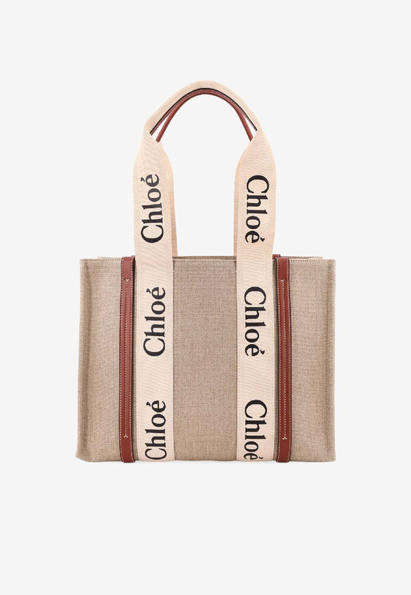 Chloé Woody Tote Bag Beige CHC22AS383I2690U_White - Brown 1_41114757