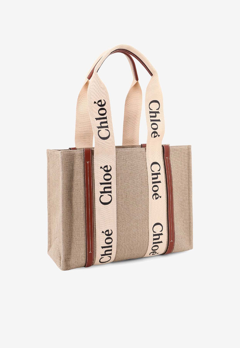 Chloé Woody Tote Bag Beige CHC22AS383I2690U_White - Brown 1_41114757
