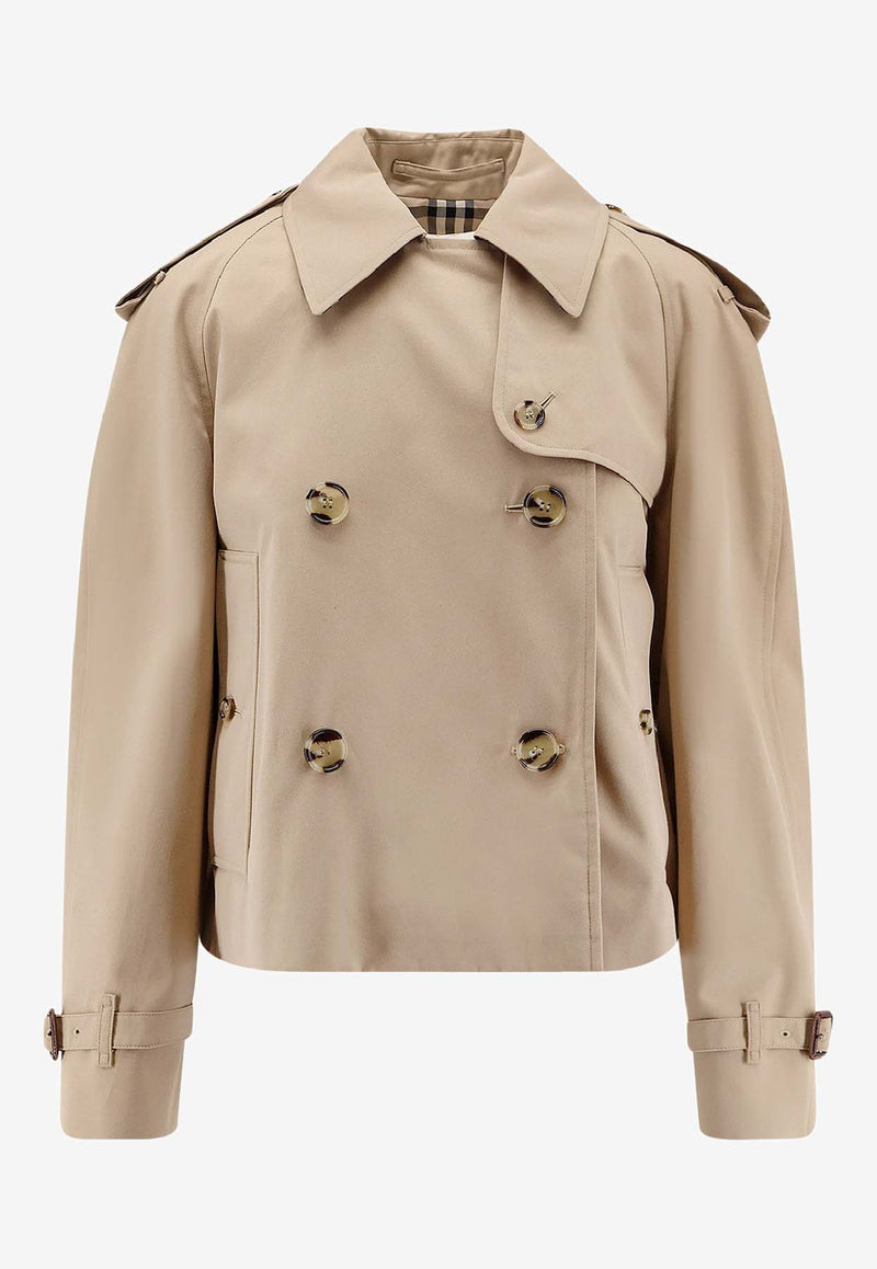 Burberry Double-Breasted Cropped Jacket Beige 8115792A1366_HONEY_40017489