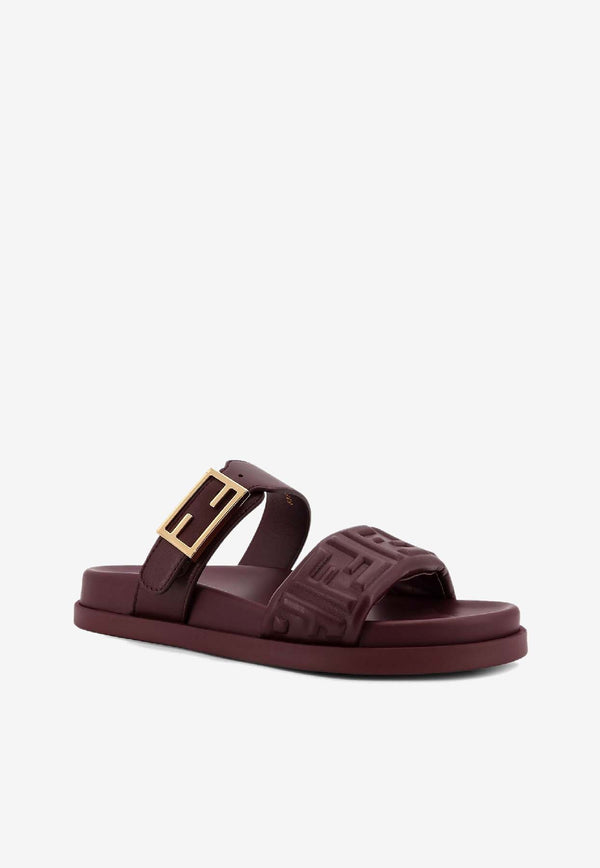 Fendi Feel Embossed FF Leather Flat Sandals Plum 8X8710ABOHF0L7X_PLUM PLUM_42821589