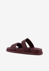 Fendi Feel Embossed FF Leather Flat Sandals Plum 8X8710ABOHF0L7X_PLUM PLUM_42821589