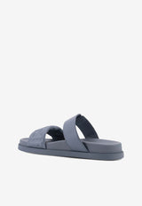 Fendi Feel Embossed FF Leather Flat Sandals Light Blue 8X8710ABOHF1TYP_MERCURIO MERCURIO_42821563