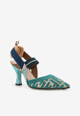Fendi Colibri 55 Monogram Slingback Pumps Blue 8J8875AWCXF1V8V_NUDO DARK GIADA_42821610