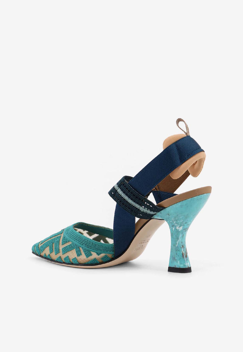 Fendi Colibri 55 Monogram Slingback Pumps Blue 8J8875AWCXF1V8V_NUDO DARK GIADA_42821610