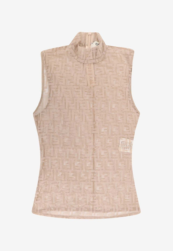 Fendi FF Jacquard High-Neck Top Beige FS9763AW8KF1UKB_MOU 26_41974891