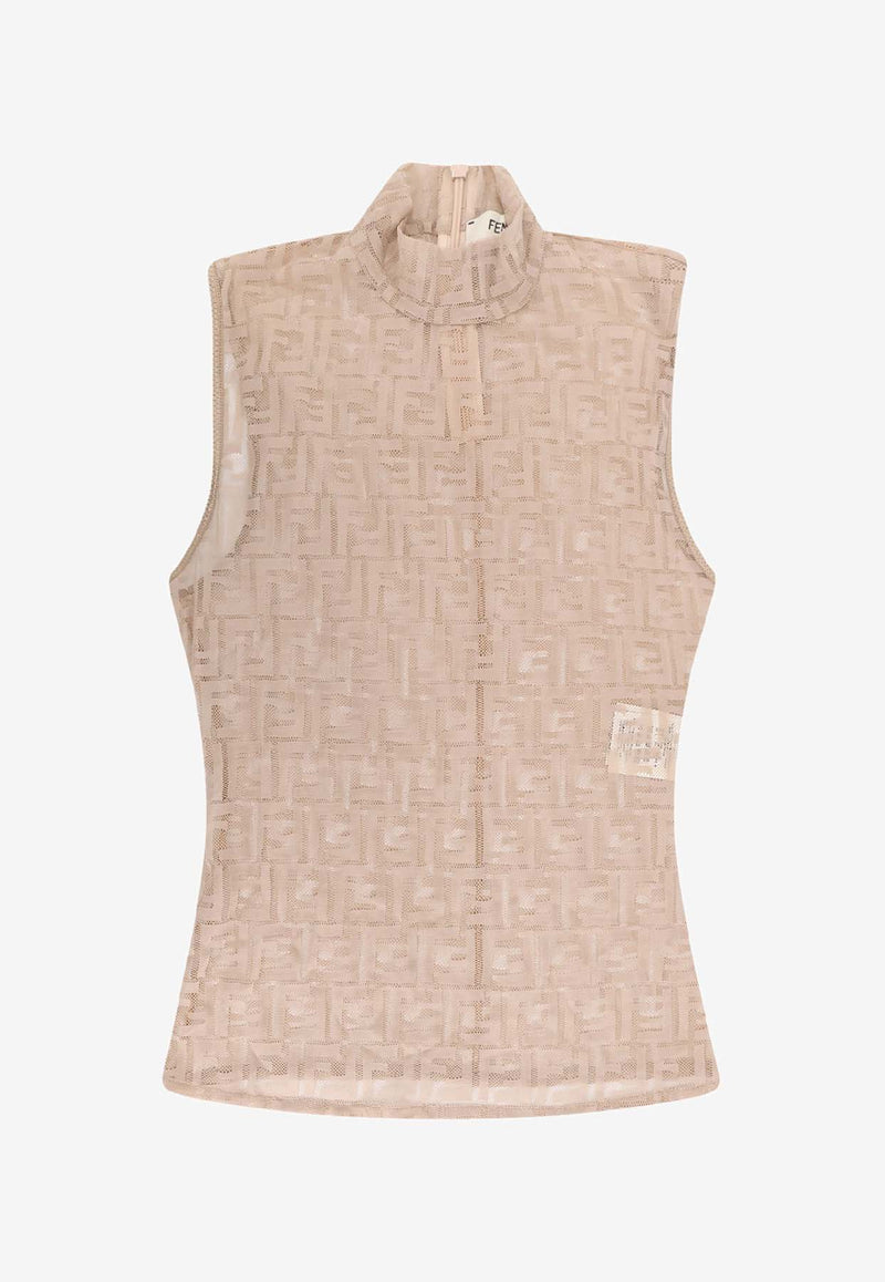 Fendi FF Jacquard High-Neck Top Beige FS9763AW8KF1UKB_MOU 26_41974891