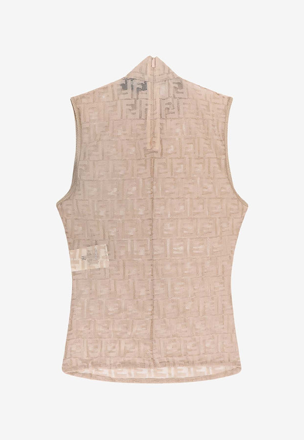 Fendi FF Jacquard High-Neck Top Beige FS9763AW8KF1UKB_MOU 26_41974891