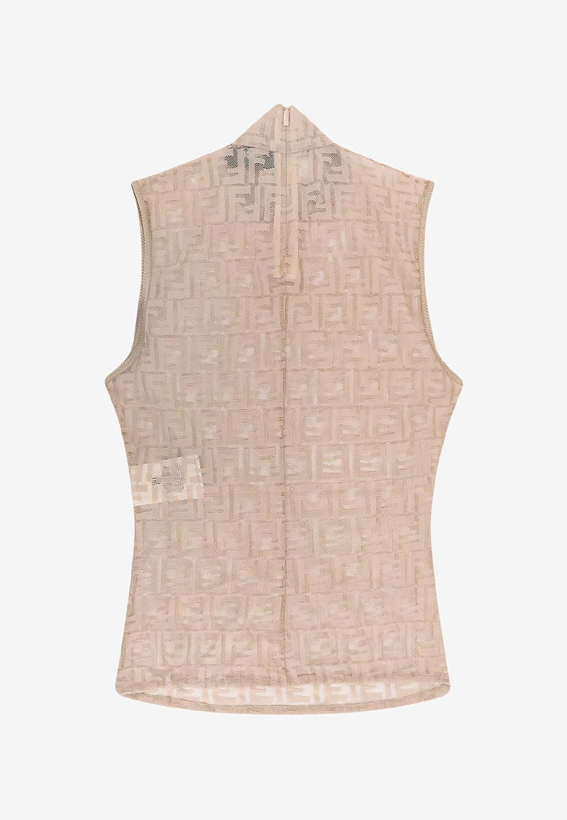 Fendi FF Jacquard High-Neck Top Beige FS9763AW8KF1UKB_MOU 26_41974891