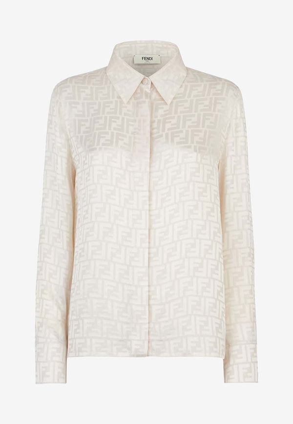 Fendi FF Jacquard Long-Sleeved Shirt White FS8140AJ0ZF1M2A_PENELOPE PANNA_42821580
