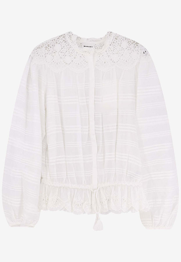 Isabel Marant Etoile Polly Embroidered Blouse White HT0767FAD1J05E20WH_White_41973215