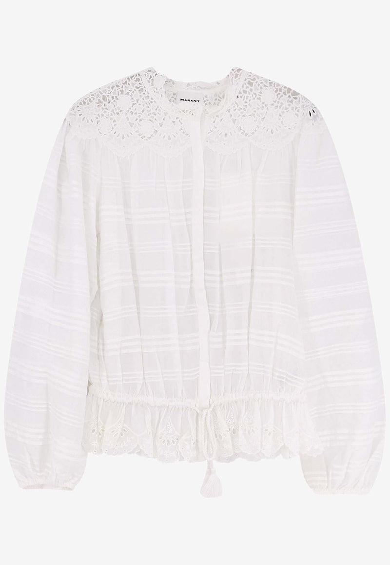 Isabel Marant Etoile Polly Embroidered Blouse White HT0767FAD1J05E20WH_White_41973215