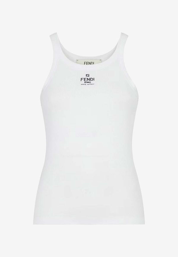 Fendi Logo Embroidered Ribbed Top White FS7966ANQMF0ZNM_White_41974920