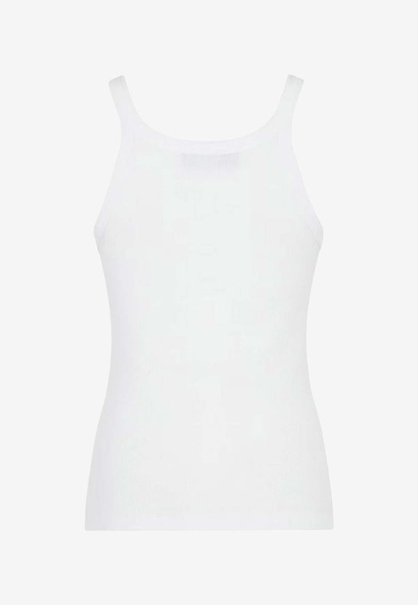 Fendi Logo Embroidered Ribbed Top White FS7966ANQMF0ZNM_White_41974920