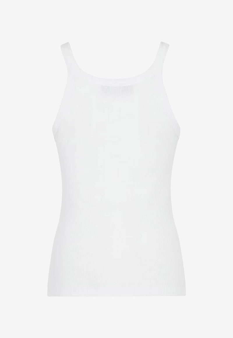 Fendi Logo Embroidered Ribbed Top White FS7966ANQMF0ZNM_White_41974920