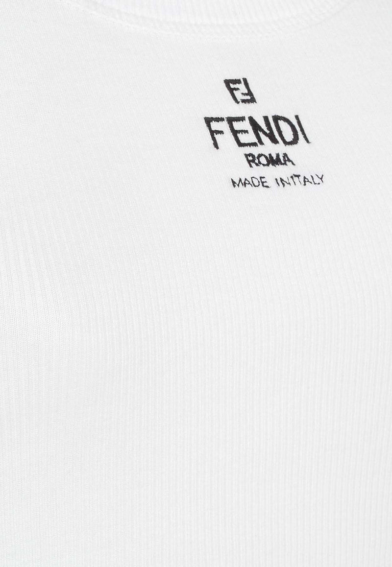 Fendi Logo Embroidered Ribbed Top White FS7966ANQMF0ZNM_White_41974920