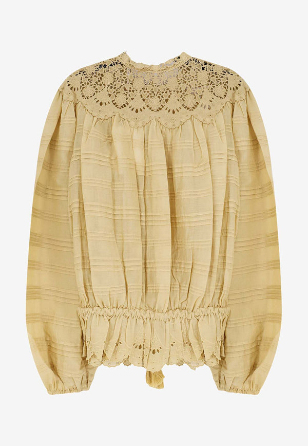 Isabel Marant Etoile Polly Embroidered Blouse Yellow HT0767FAD1J05E10LC_Light Ochre_41973274