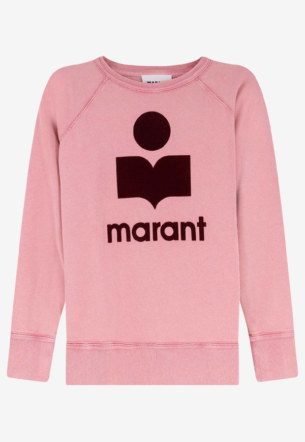 Isabel Marant Etoile Logo Print Crewneck Sweatshirt Pink SW0160FAD1M04EBGBY_BubblegumBurgundy_41973216